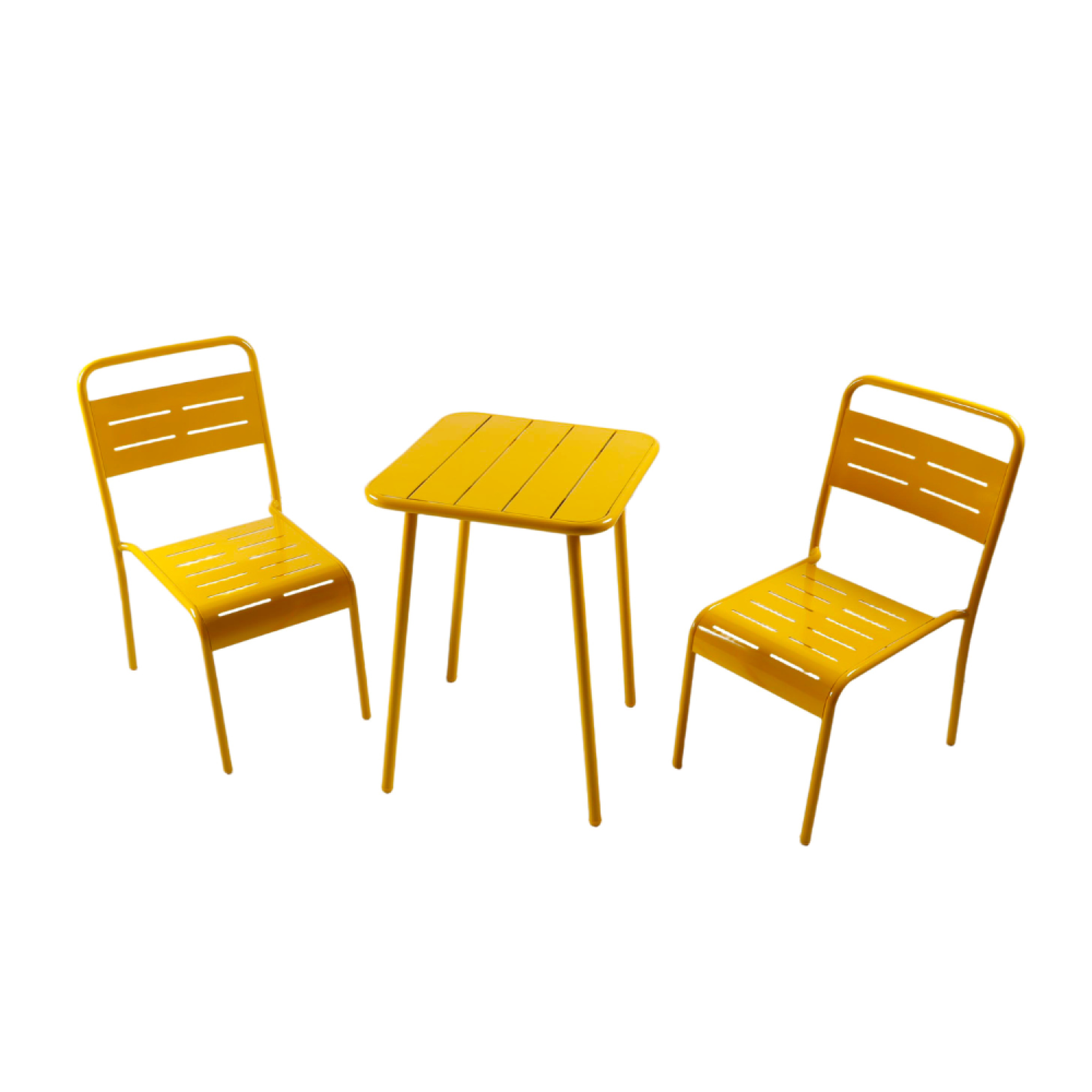 Voir la diapositive 6 : CONCEPT USINE Table carrée 2 places 50x50cm jaune bergame