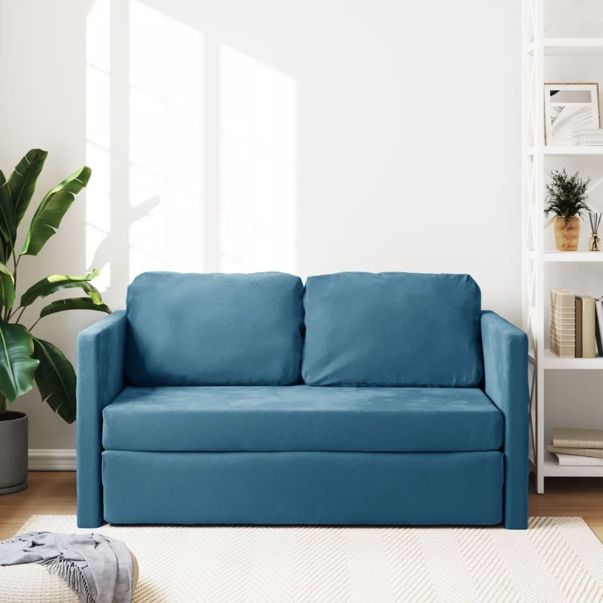 Voir la diapositive 3 : VIDAXL Canape-lit 2 en 1 bleu 122x204x55 cm velours