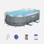 bestway kit piscine complet bestway – spinelle grise – piscine ovale tubulaire pompe de filtration et kit de réparation inclus