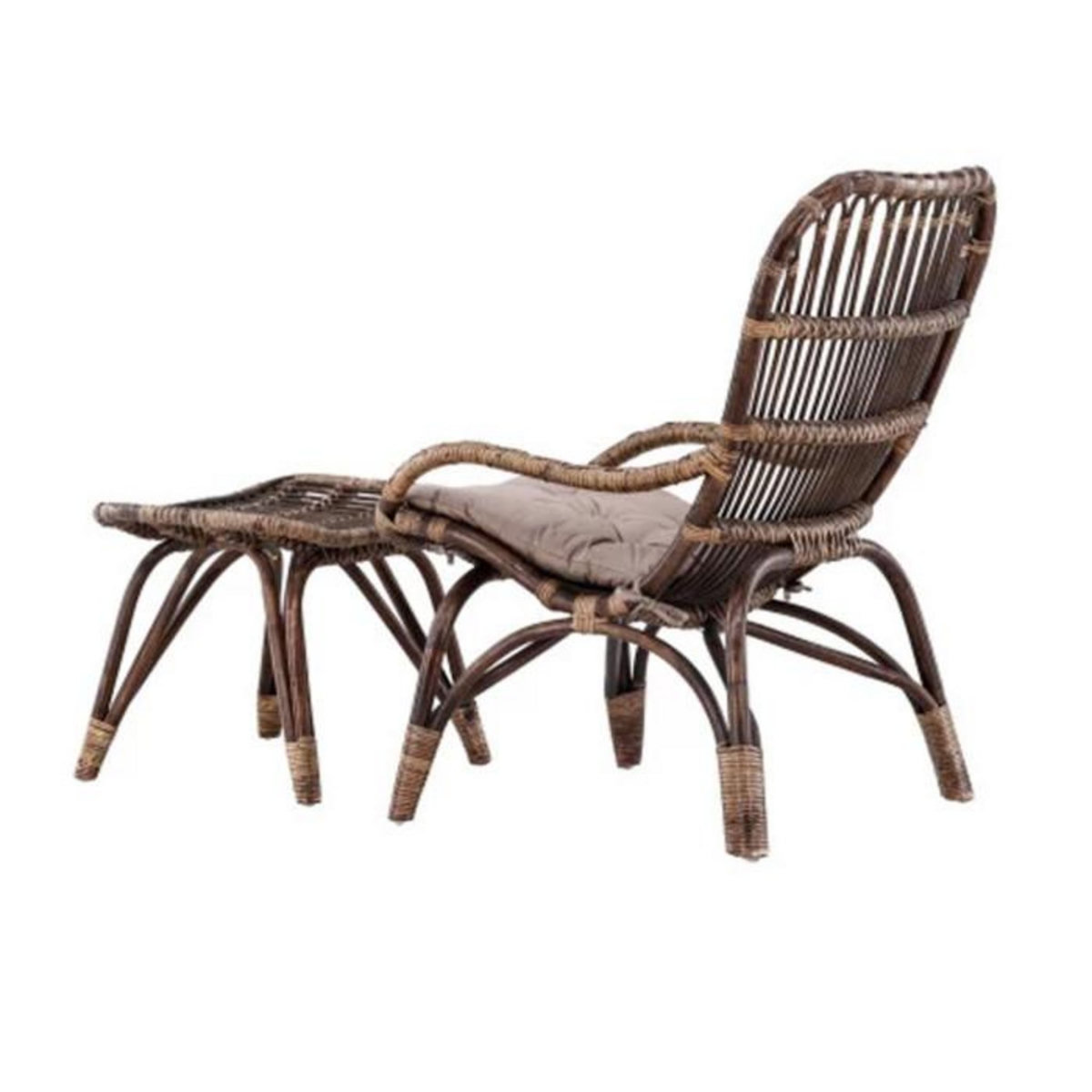 Paris Prix Fauteuil de Jardin & Repose-Pieds  Ella  98cm Noyer Foncé