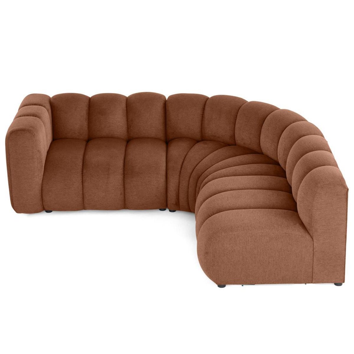 LISA DESIGN Debbie - canapé modulable d'angle droit 4 places avec accoudoir en tissu texturé