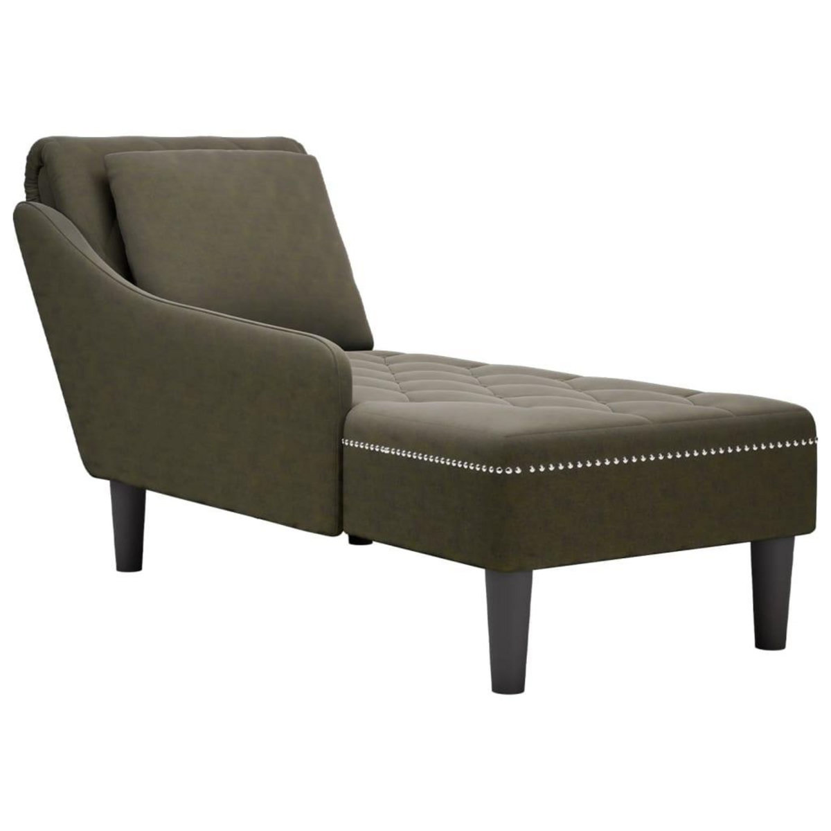 VIDAXL Fauteuil long et coussin/accoudoir droit vert armee similicuir