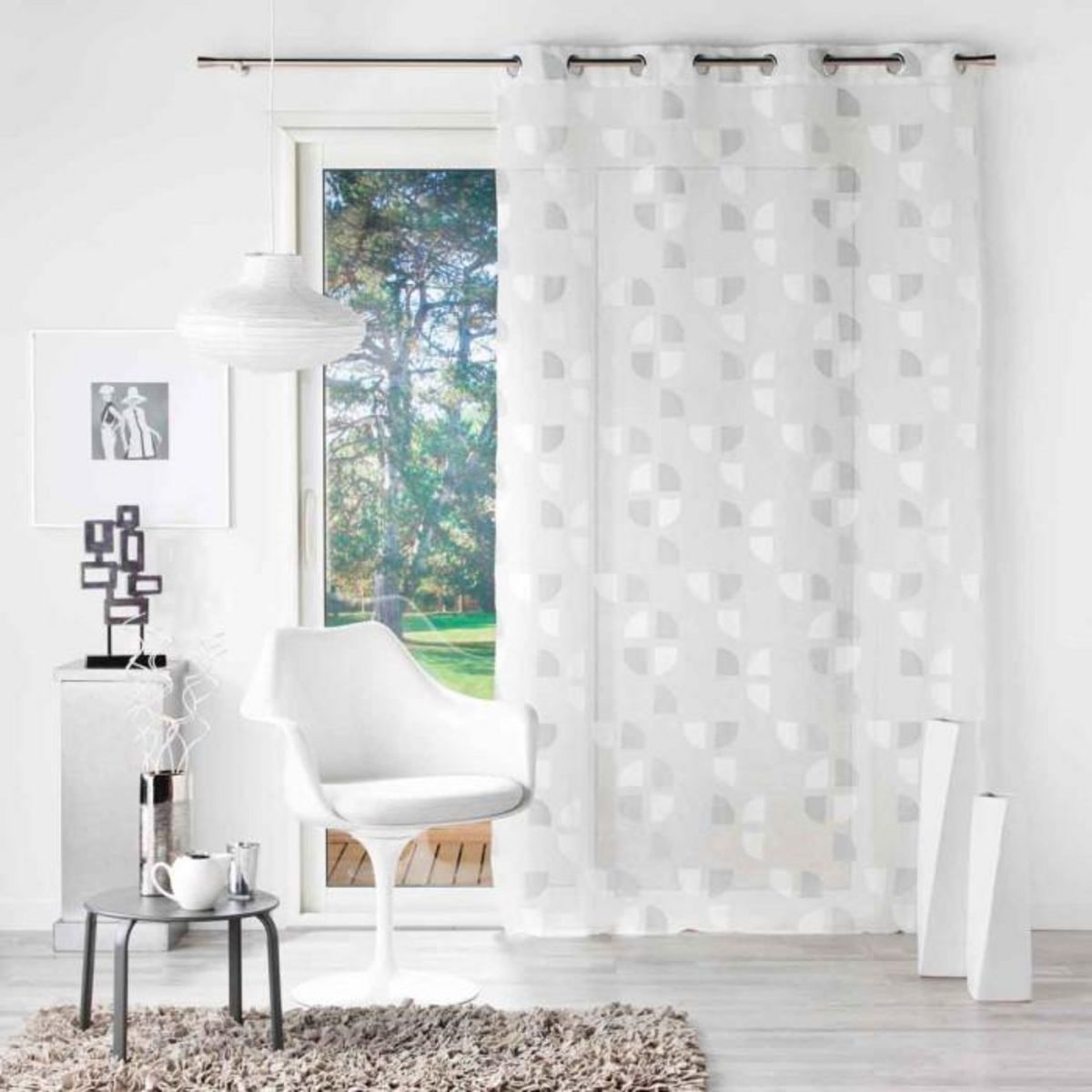 Paris Prix Rideau Voilage à Œillets  Pixie  140x240cm Blanc