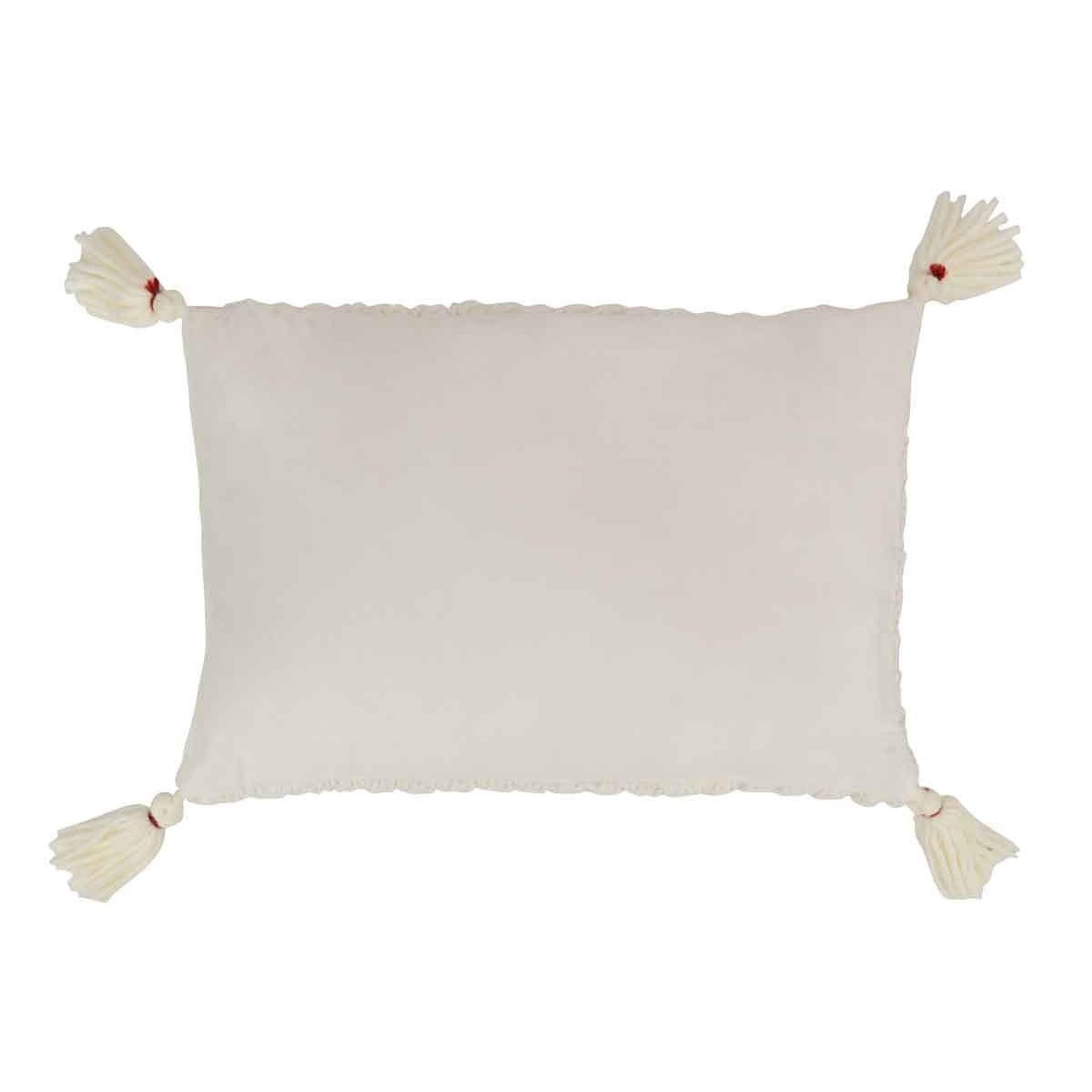 Voir la diapositive 2 : J-LINE Coussin Déco à Franges  Crochet  40x60cm Blanc