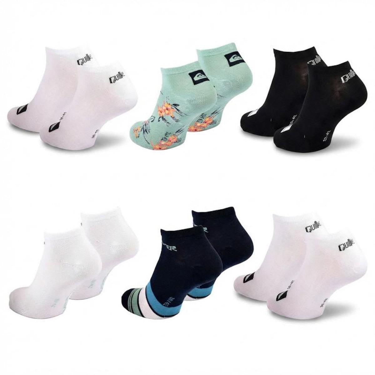 QUIKSILVER Quiksilver Pack de Chaussettes Homme SNEAKER– Lot 6 Paires Sport