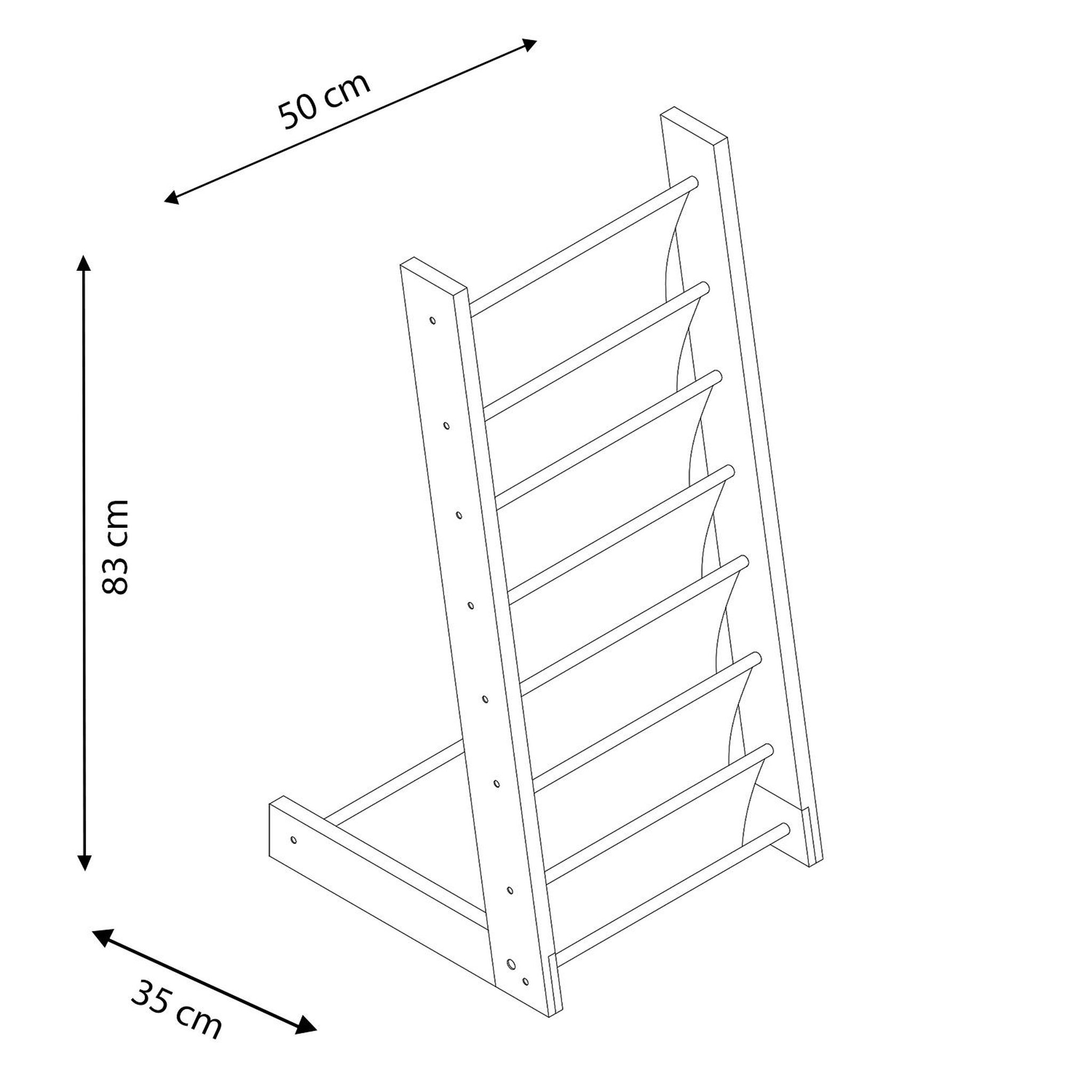 Voir la diapositive 5 : VS VENTA-STOCK Porte-revues Rui en tissu et bois à 6 sections