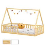 IDIMEX Lit cabane NICOLAS 90 x 190 cm, en pin massif. Coloris disponibles : Marron, Blanc