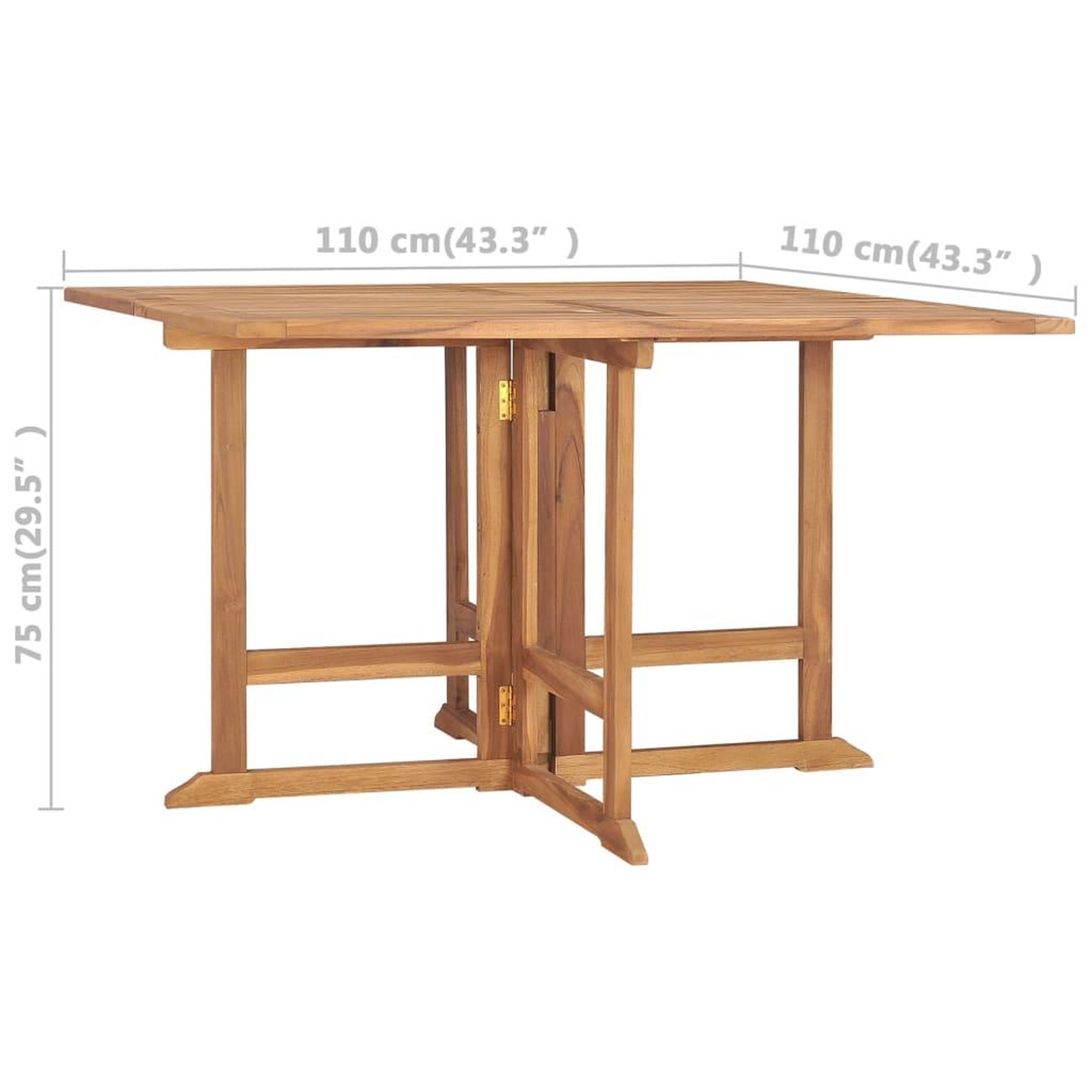 Voir la diapositive 6 : VIDAXL Table a dîner de jardin pliable 110x110x75 cm Teck massif