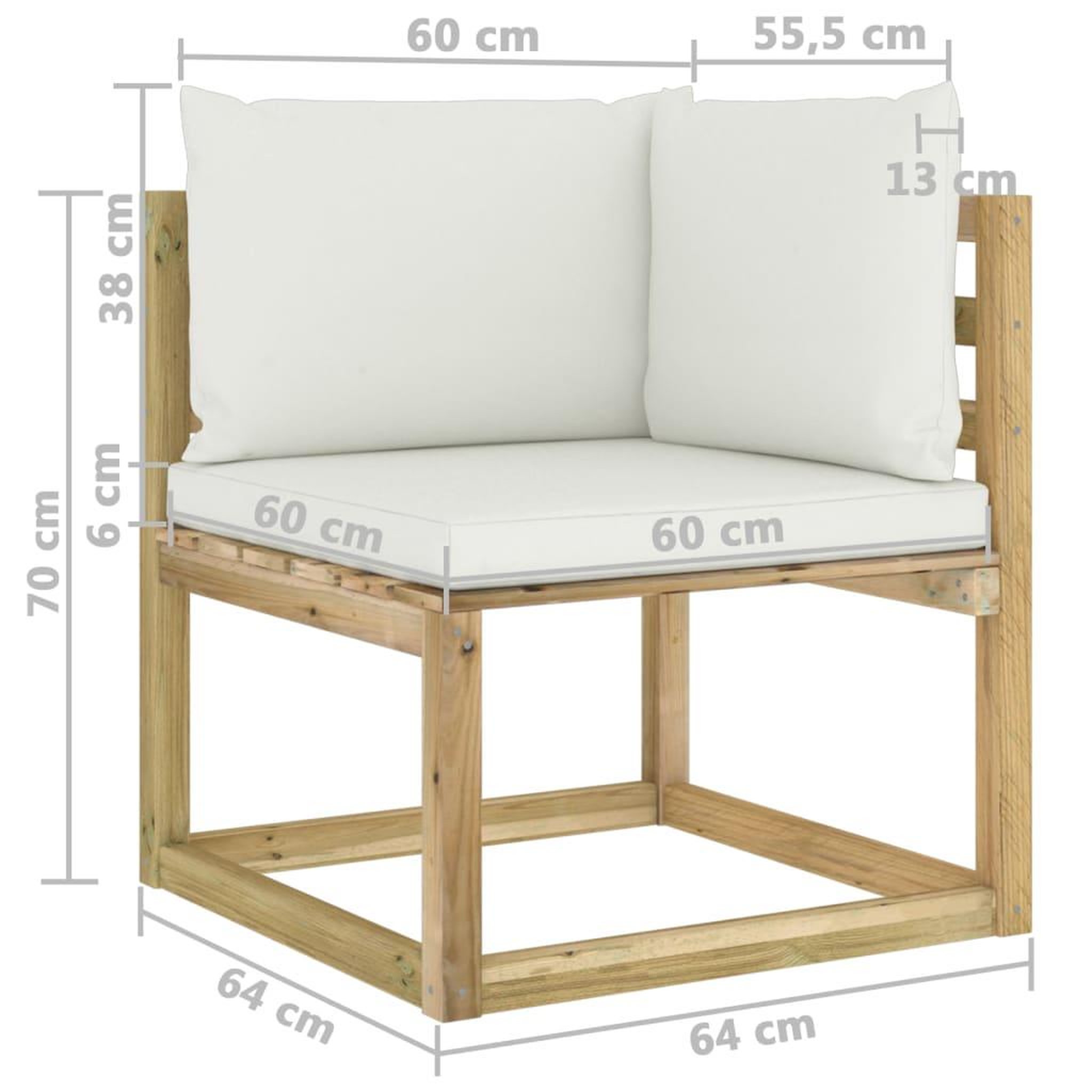 Voir la diapositive 6 : VIDAXL Canape d'angle de jardin avec coussins Bois impregne de vert
