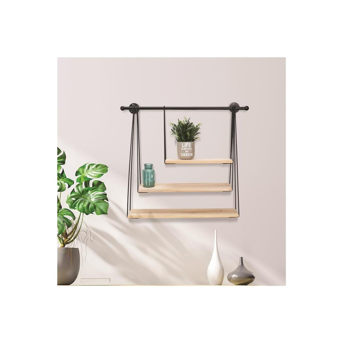 Paris Prix Étagère Murale 3 Niveaux  Filaire  65cm Naturel