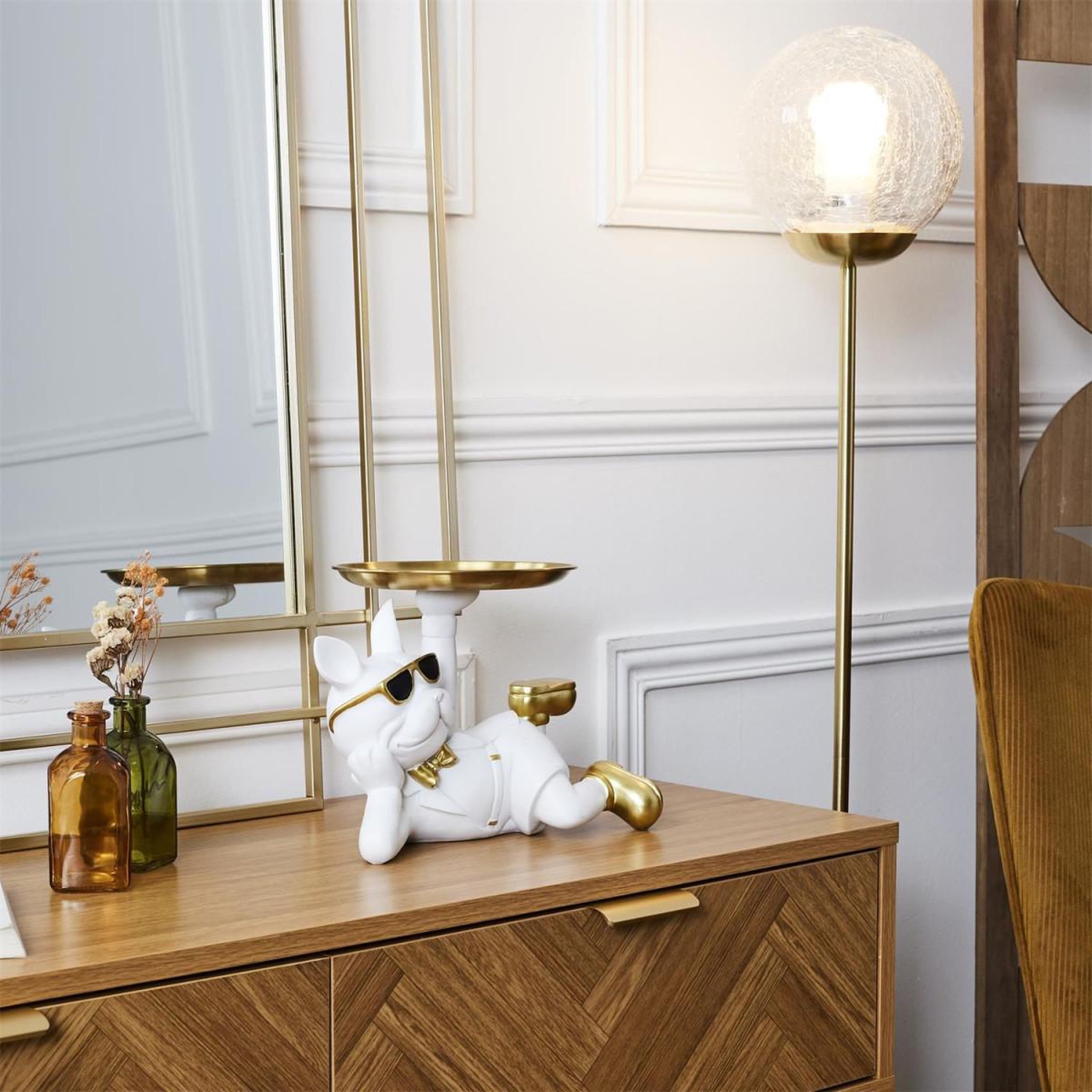 Voir la diapositive 6 : The Home Deco Factory Vide-poche statue  bulldog  27cm blanc