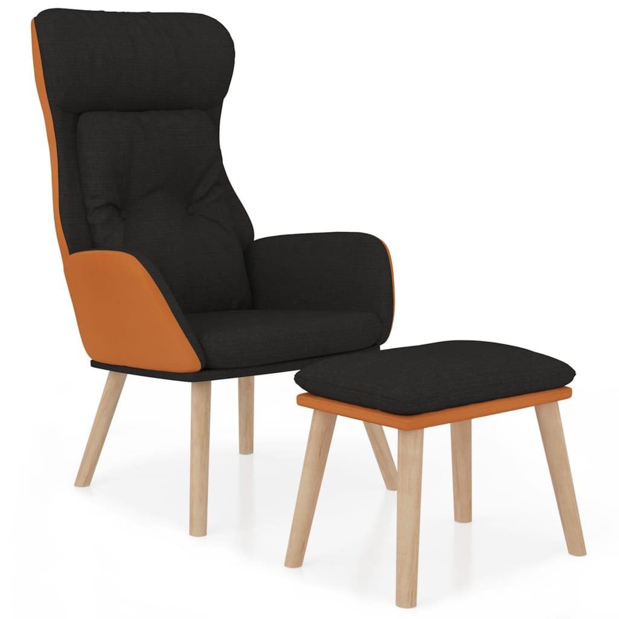 Voir la diapositive 2 : VIDAXL Chaise de relaxation avec repose-pied Noir Similicuir et tissu