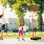 HOMCOM Panier de Basket-Ball sur pied avec poteau panneau, base de lestage sur roulettes hauteur réglable 1,55 - 2,1 m rouge noir