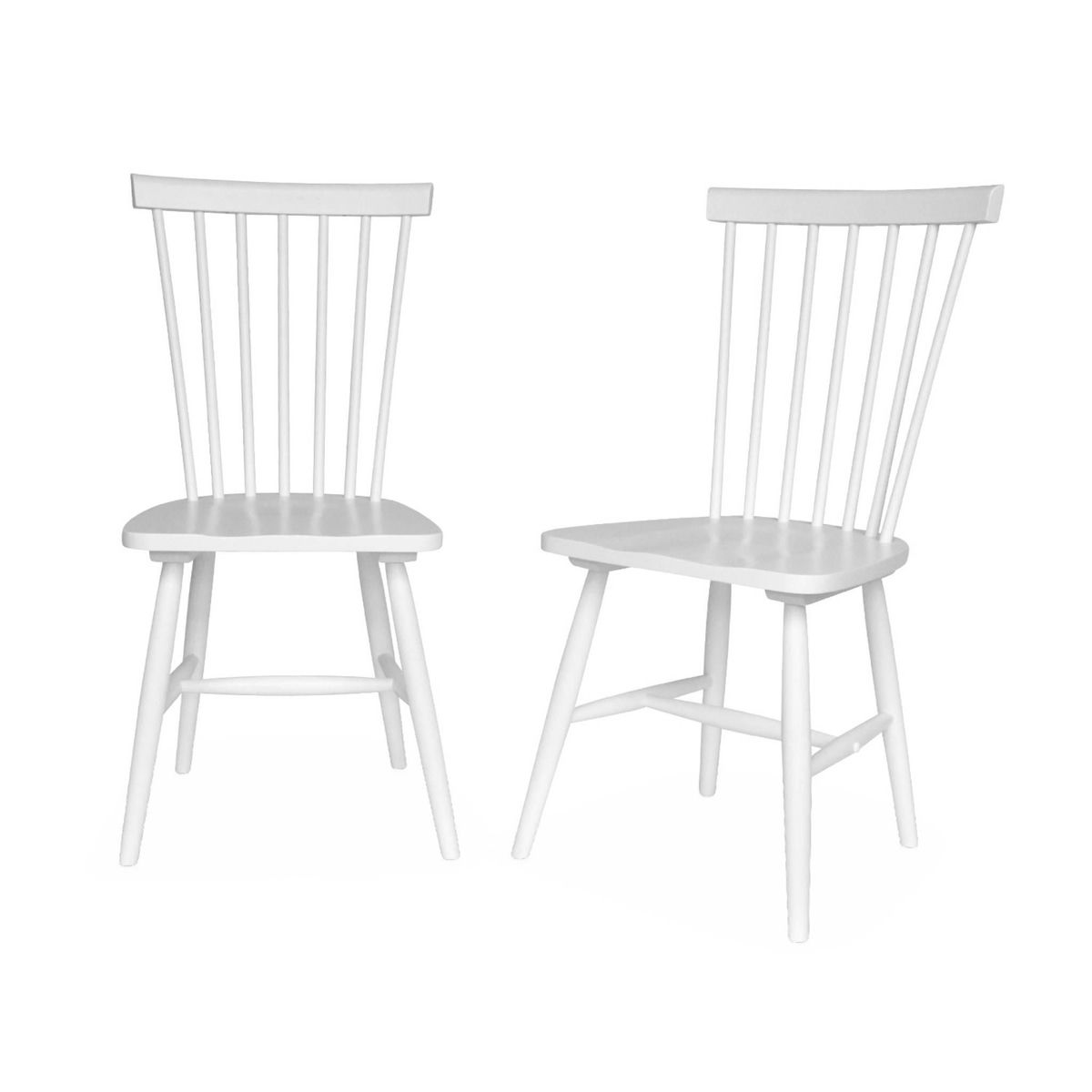SWEEEK Lot de 2 chaises blanches à barreaux en bois d'hévéa. ROMIE. L 50.8 x P 44.2 x H 90cm.
