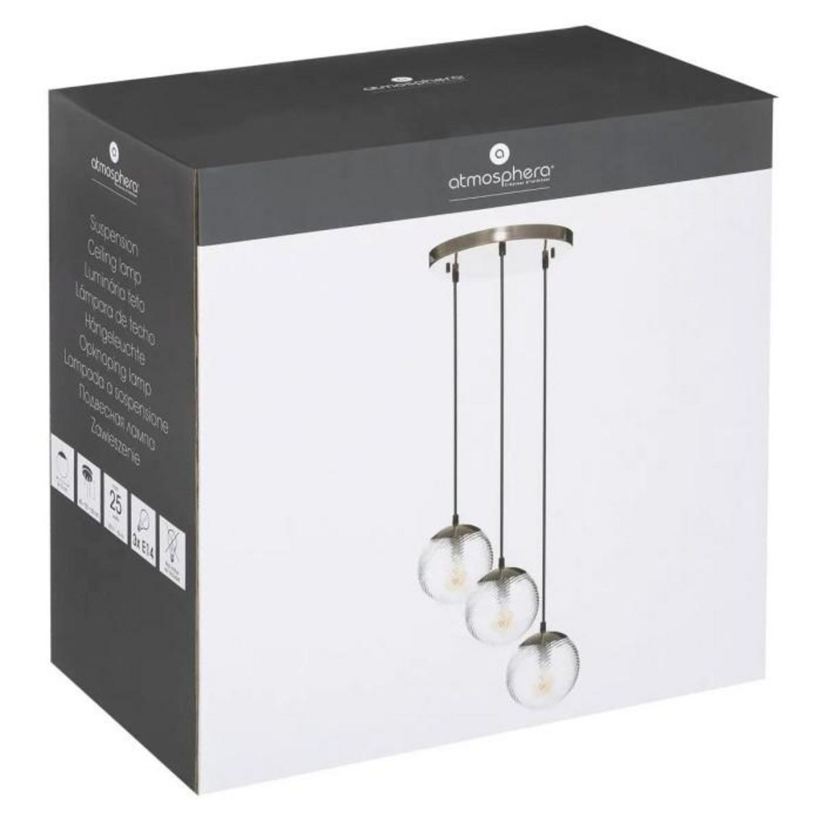 ATMOSPHERA Lampe Suspension 3 Têtes  Midnight Garden  93cm Or