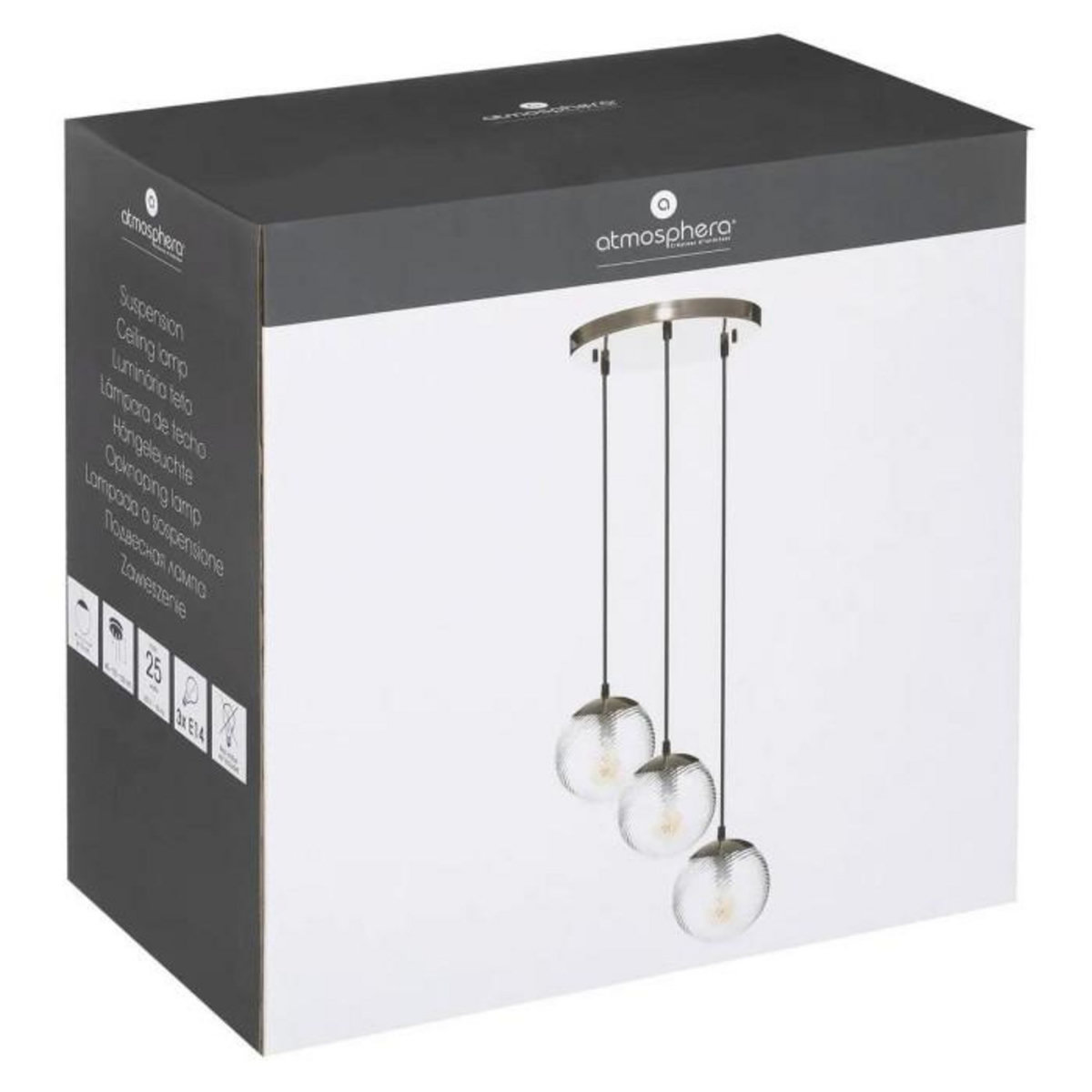 ATMOSPHERA Lampe Suspension 3 Têtes  Midnight Garden  93cm Or