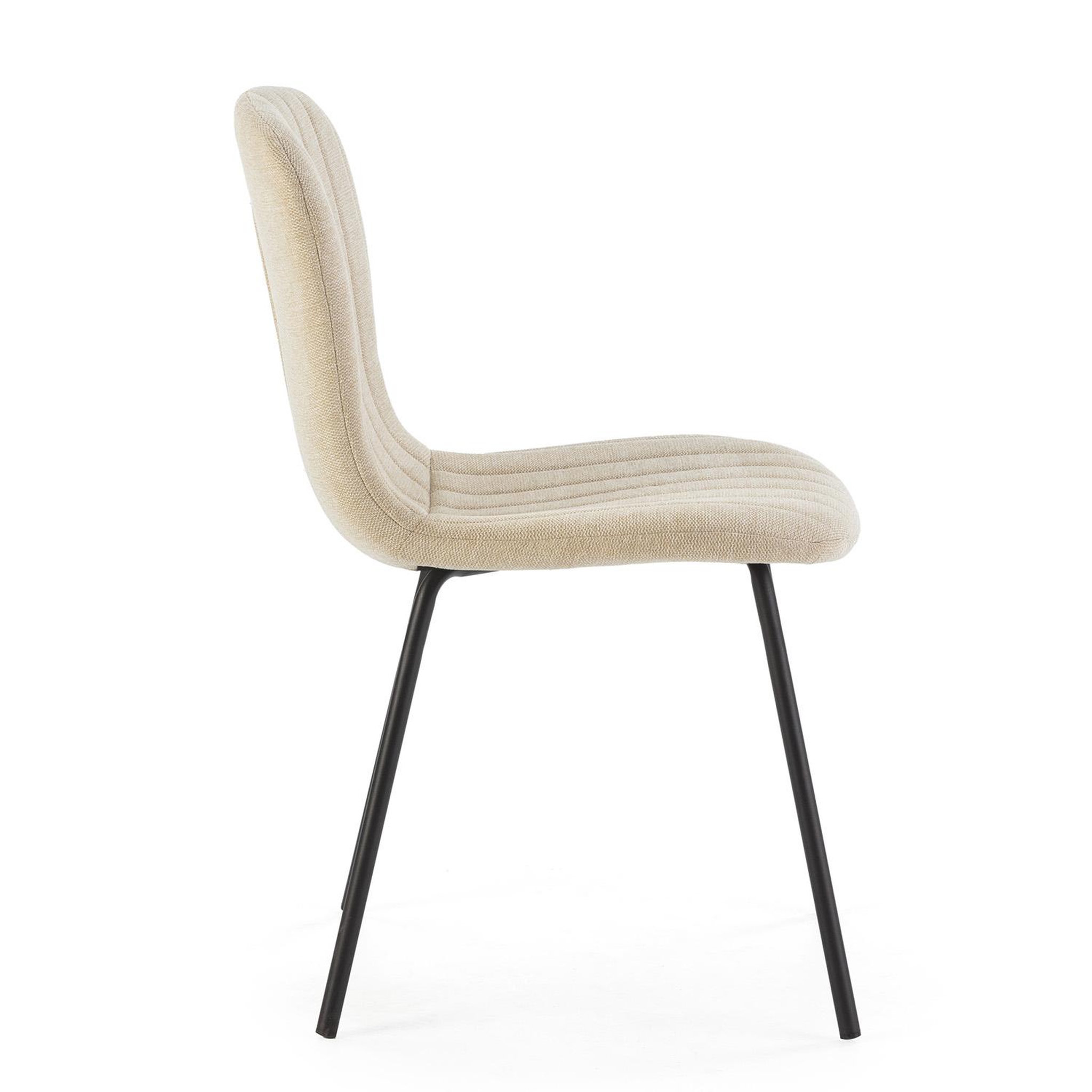 Voir la diapositive 3 : VS VENTA-STOCK Pack 4 chaises Lucky recouvertes de tissu beige