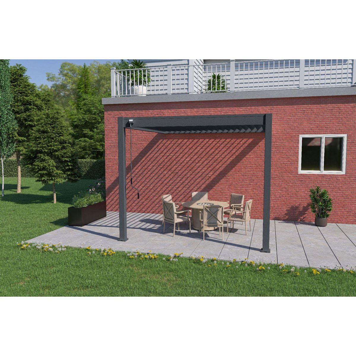Pergola Bioclimatique adossée 3x3 m - Anthracite - VS OmBREA®