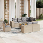 VIDAXL Salon de jardin avec coussins 9 pcs beige resine tressee