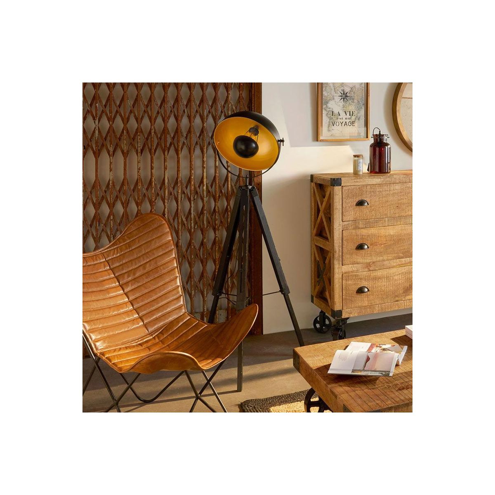Voir la diapositive 5 : ATMOSPHERA Lampadaire trépied design  lahti  156cm noir & or