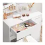CALICOSY Coiffeuse blanche avec miroir, 1 tiroir, 2 étagères et armoire de rangement - L80 x H132 cm
