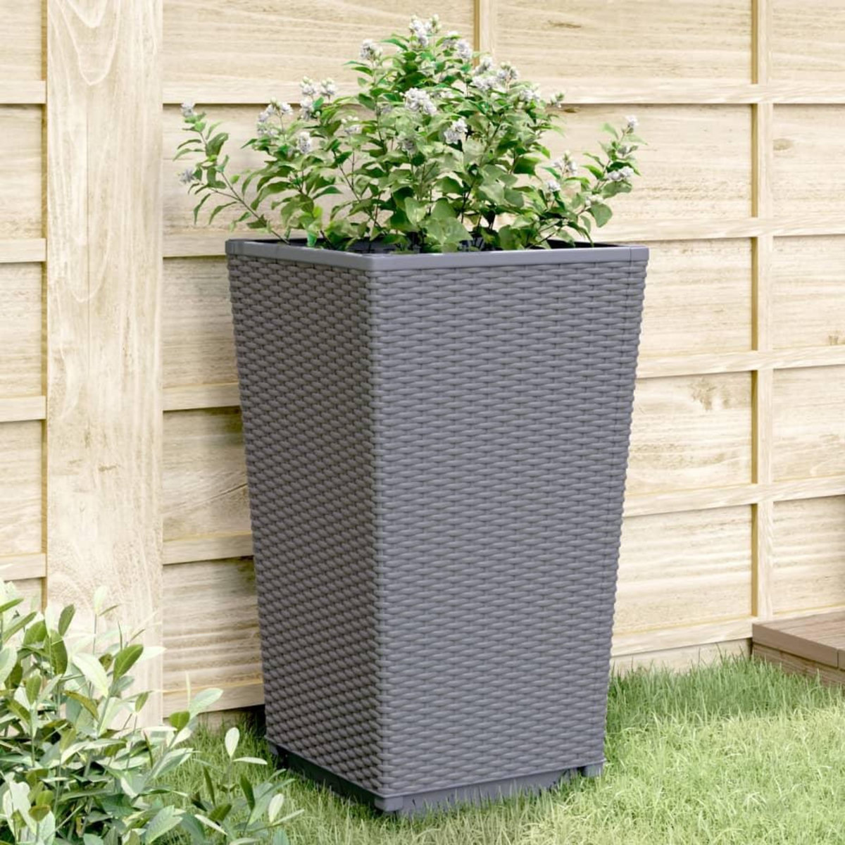 VIDAXL Jardinieres 4 pcs bleu gris 32,5x32,5x57 cm PP