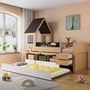 Voir la diapositive 4 : MERAX Lit combiné enfant mi hauteur 90x200(90x190)cm bois et mdf coloris blanc+naturel