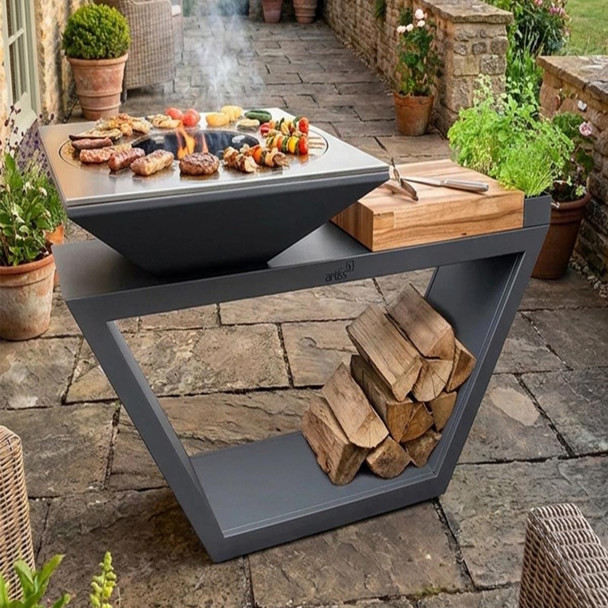 Voir la diapositive 2 : ARTISS DESIGN Brasero G4 Graphite plaque de cuisson acier inoxydable alimentaire - Artiss