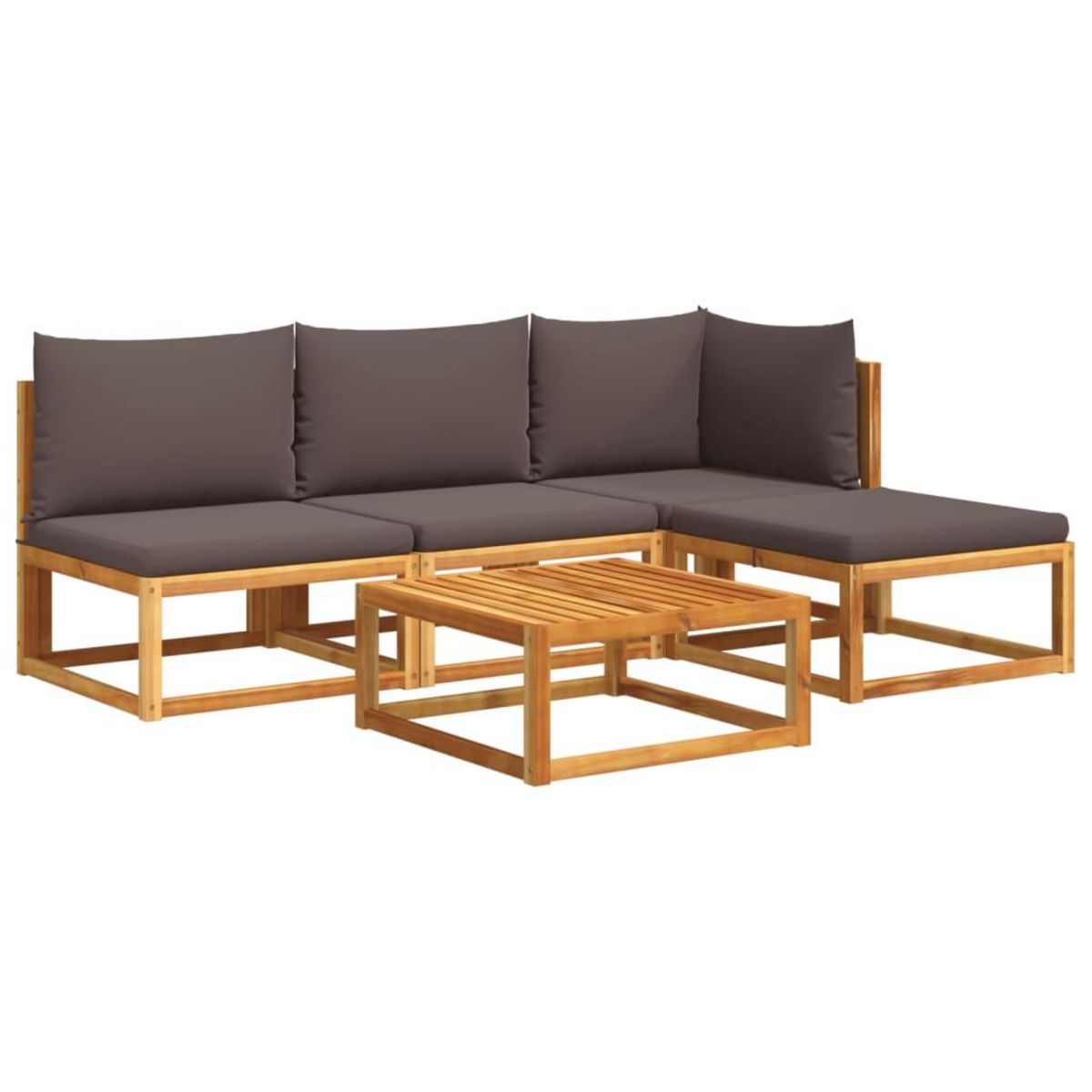 VIDAXL Salon de jardin avec coussins 5 pcs Bois d'acacia solide