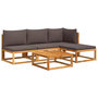 Voir la diapositive 2 : VIDAXL Salon de jardin avec coussins 5 pcs Bois d'acacia solide