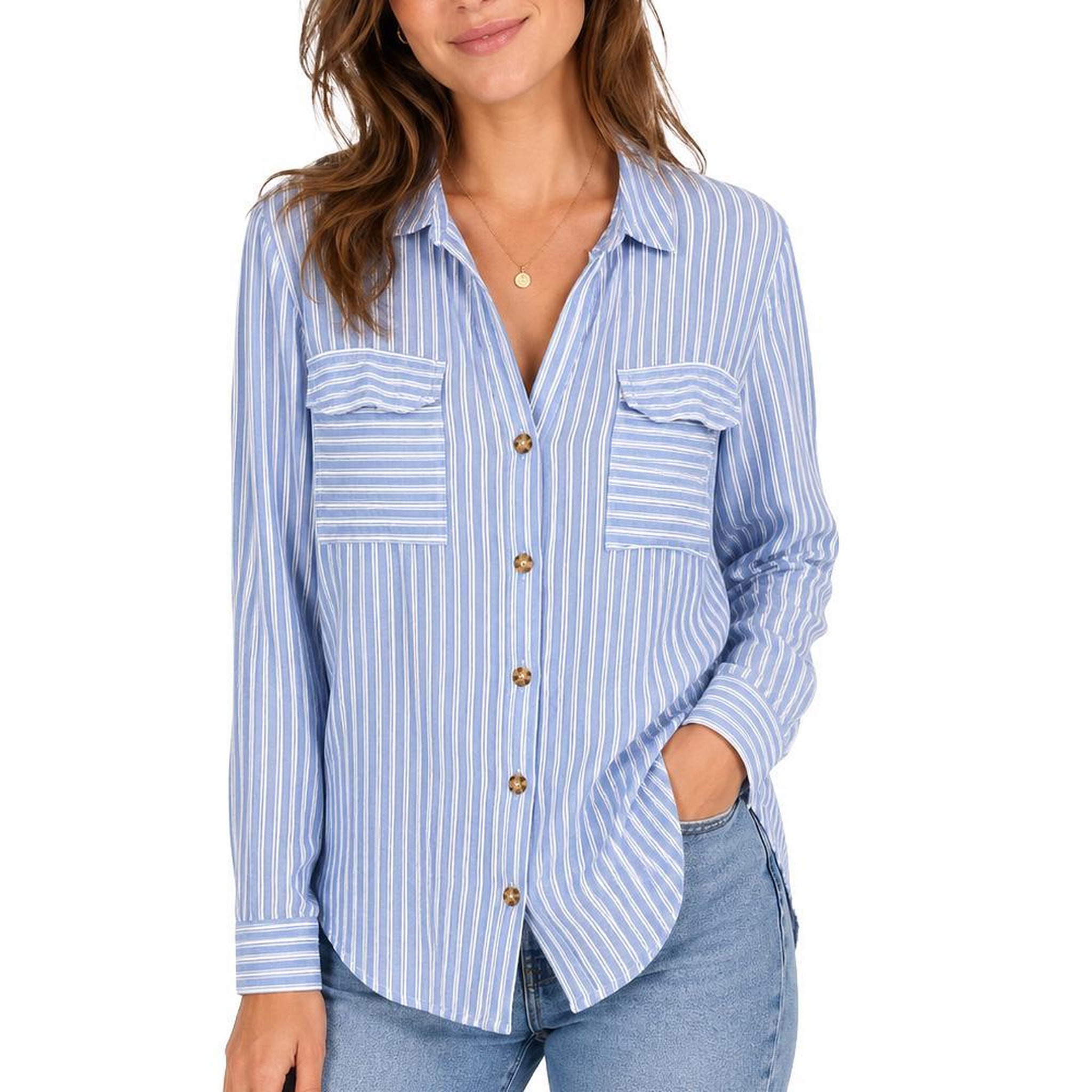 Vero Moda Chemise Bleu clair/Blanc Femme Vero Moda Bumpy. Coloris disponibles : Bleu