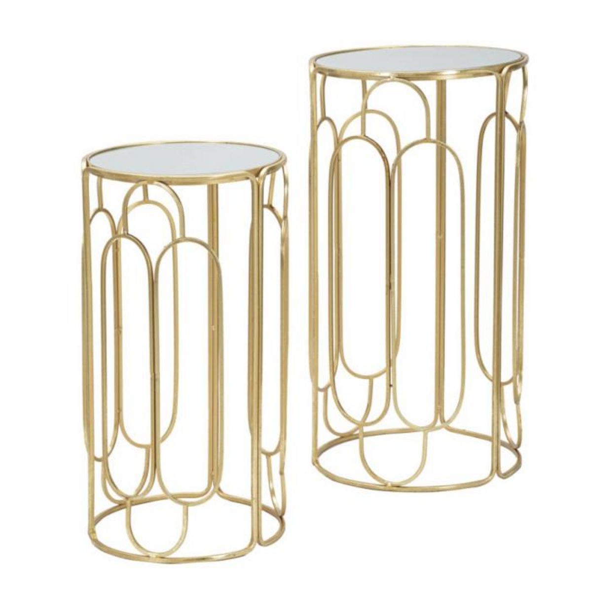 Paris Prix Lot de 2 Tables d'Appoint Gigogne Ronde  Arty  70cm Or