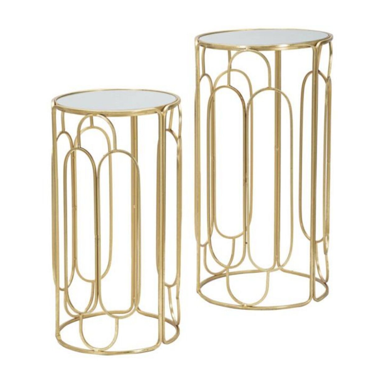 Paris Prix Lot de 2 Tables d'Appoint Gigogne Ronde  Arty  70cm Or