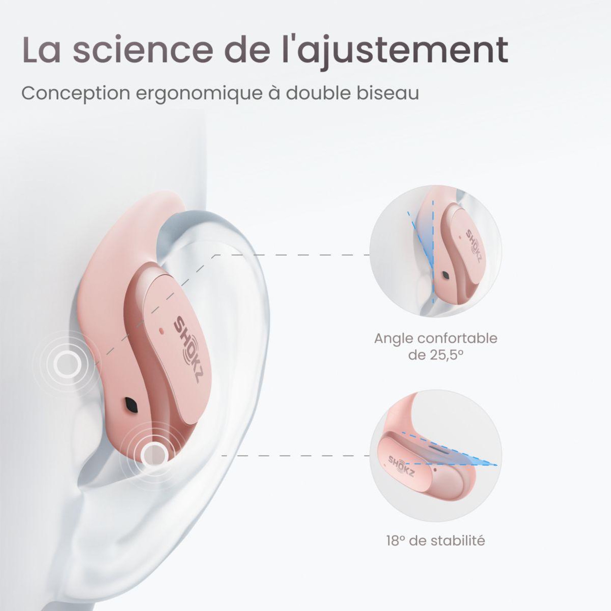Voir la diapositive 4 : SHOKZ Ecouteurs OpenFit Air Rose