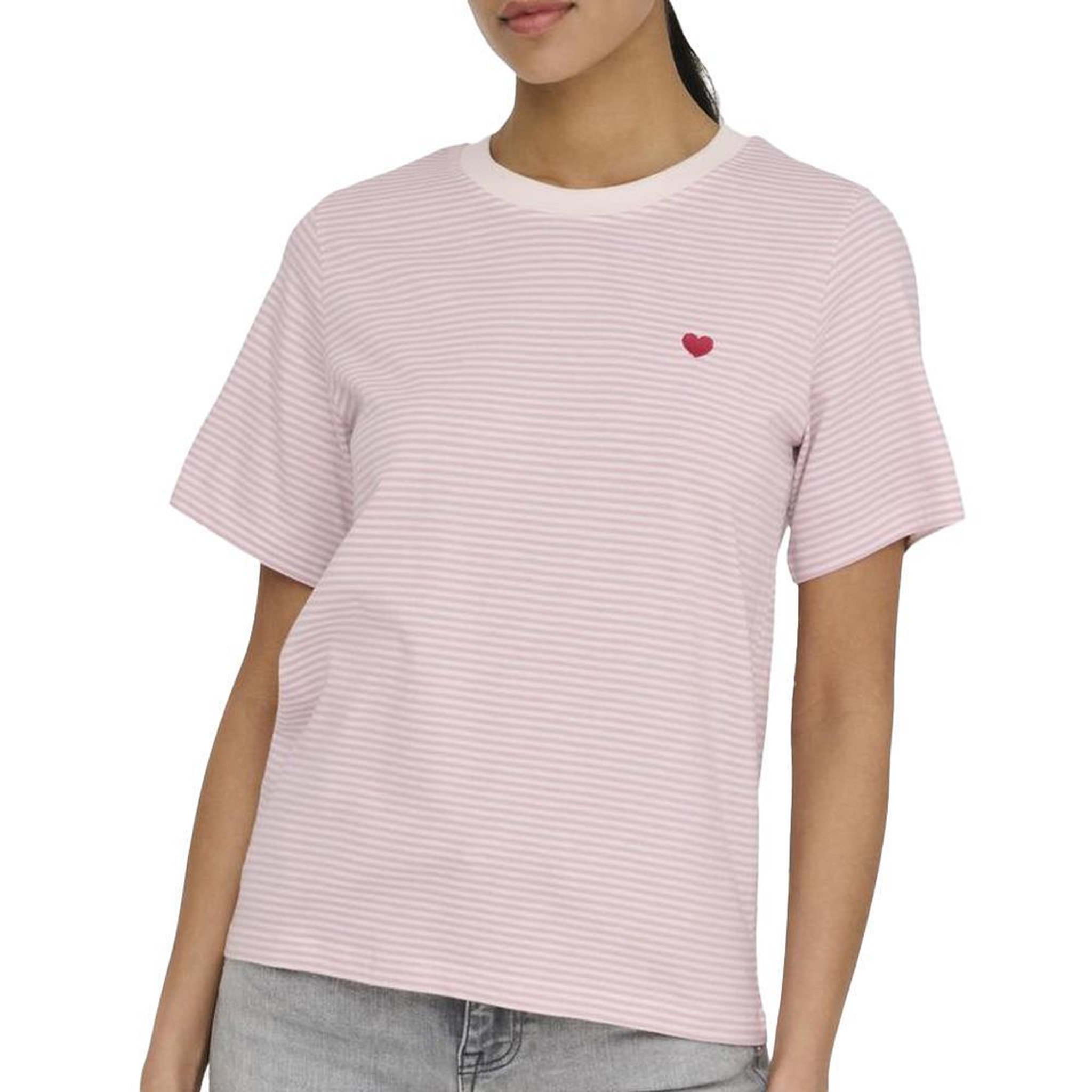 JACQUELINE DE YONG T-shirt Rose/Rayures Femme JDY Pisa. Coloris disponibles : Rose