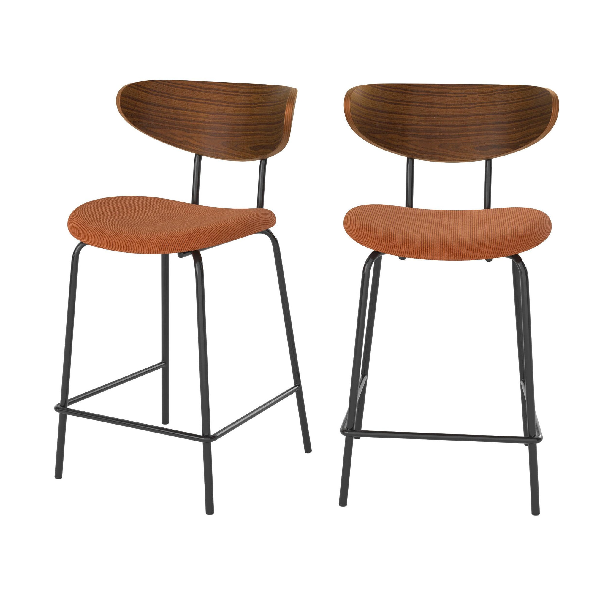 MAISON PAVANE Lot de 2 chaises pour îlot central, velours côtelé terracotta 64.5 cm-jade