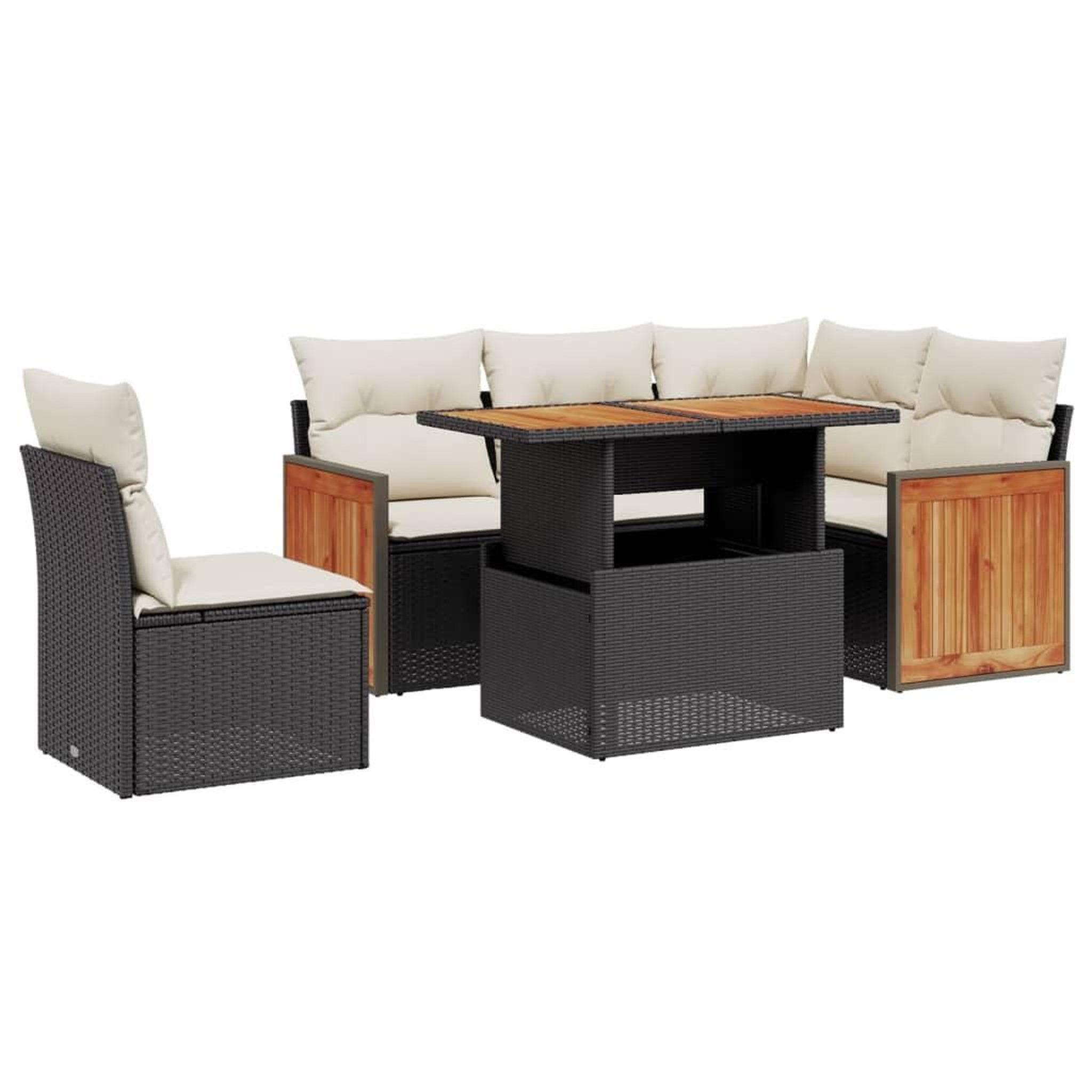 Voir la diapositive 2 : VIDAXL Salon de jardin 6 pcs avec coussins noir resine tressee
