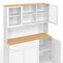 Voir la diapositive 6 : ID MARKET Buffet de cuisine vitré 120 cm VITO 5 portes + 1 tiroir blanc et plateau façon hêtre