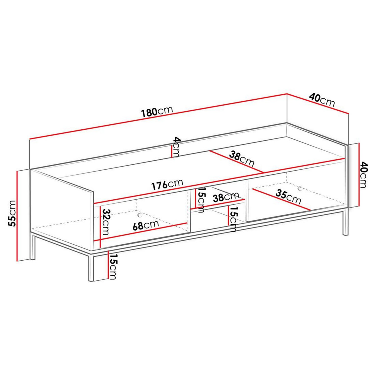 BEST MOBILIER Filipo - meuble tv - 180 cm