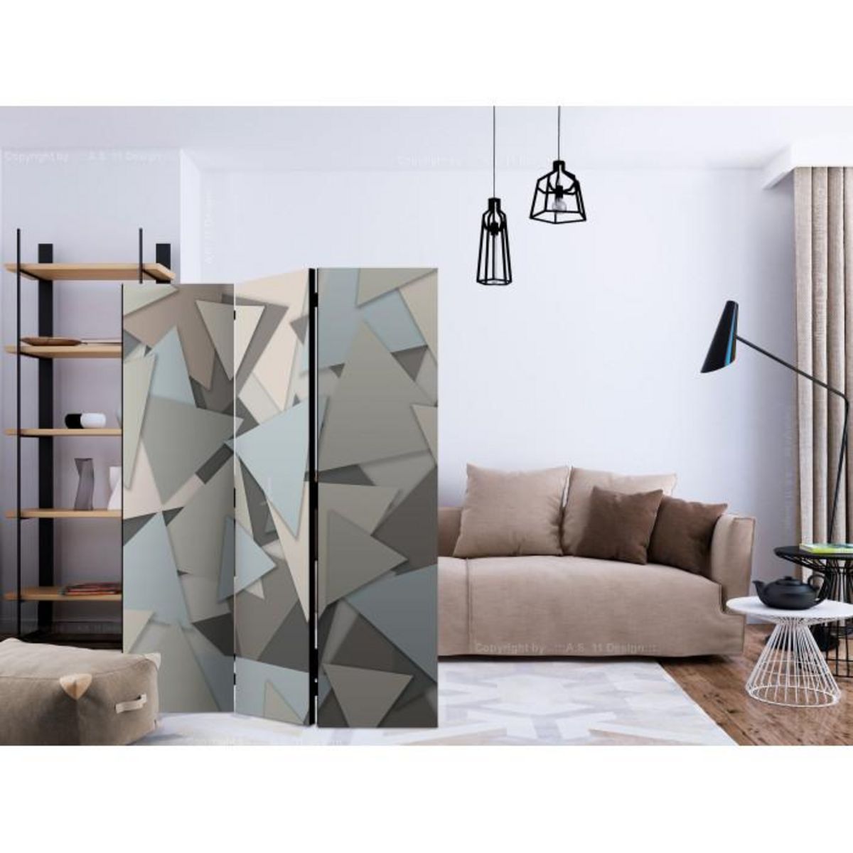 Paris Prix Paravent 3 Volets  Geometric Puzzle II  135x172cm