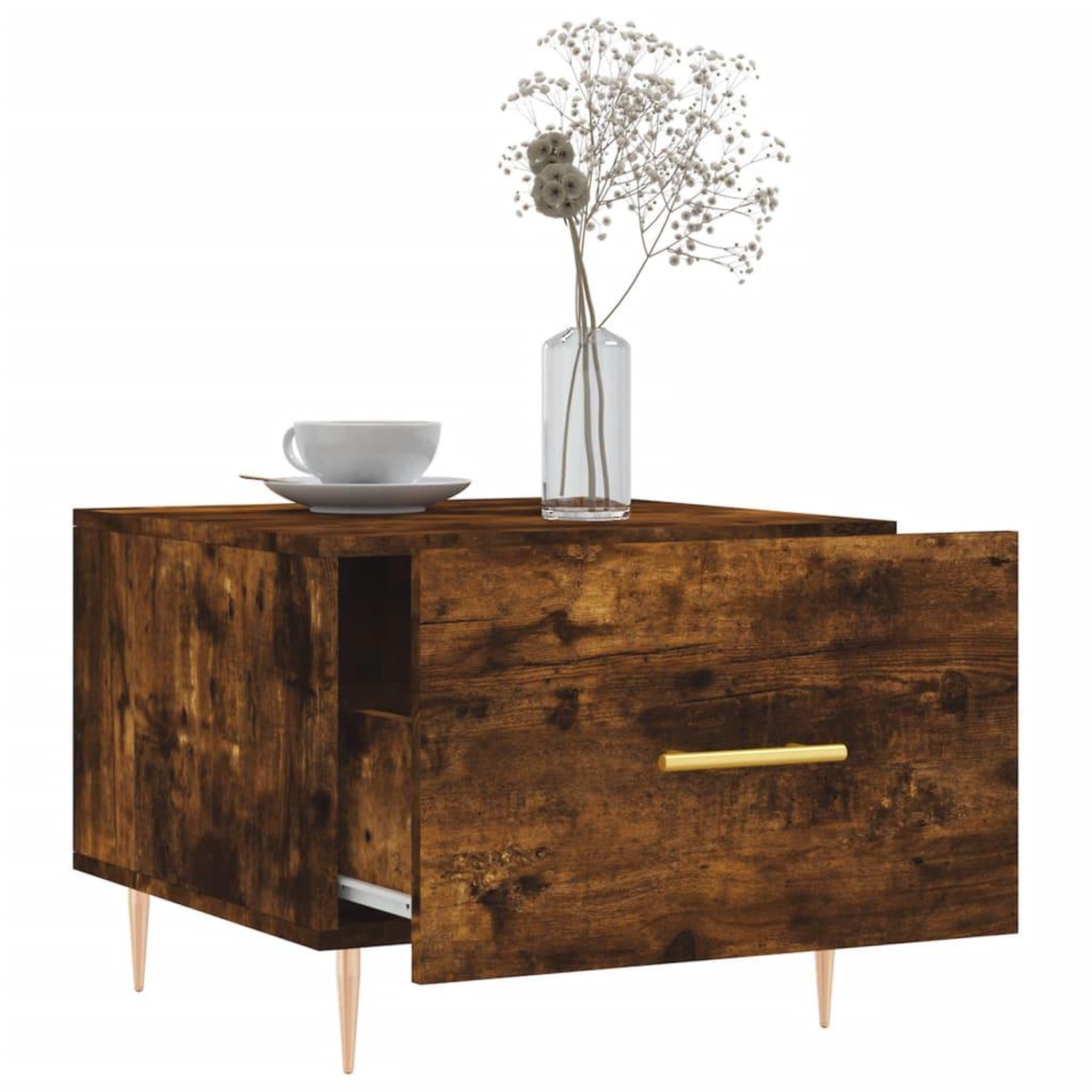 Voir la diapositive 4 : VIDAXL Table basse Chene fume 50x50x40 cm Bois d'ingenierie