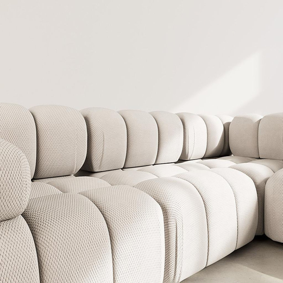 LISA DESIGN Ruby - canapé modulable d'angle droit 5 places en velours texturé