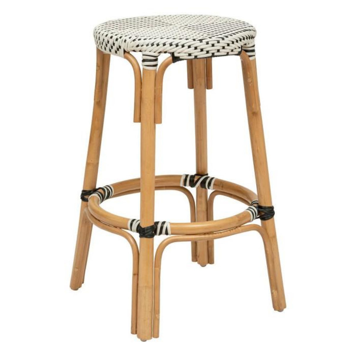ATMOSPHERA Tabouret de Bar Bistrot en Rotin  Trecia  66cm Blanc