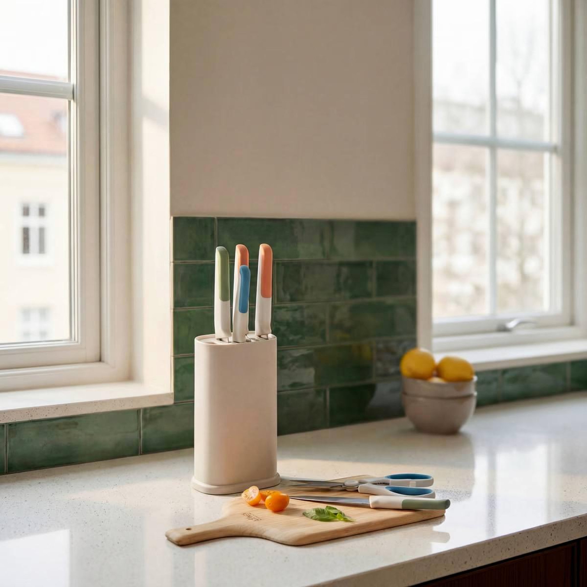 Voir la diapositive 4 : FIVE Bloc 5 couteaux & ciseaux  colors  33cm beige