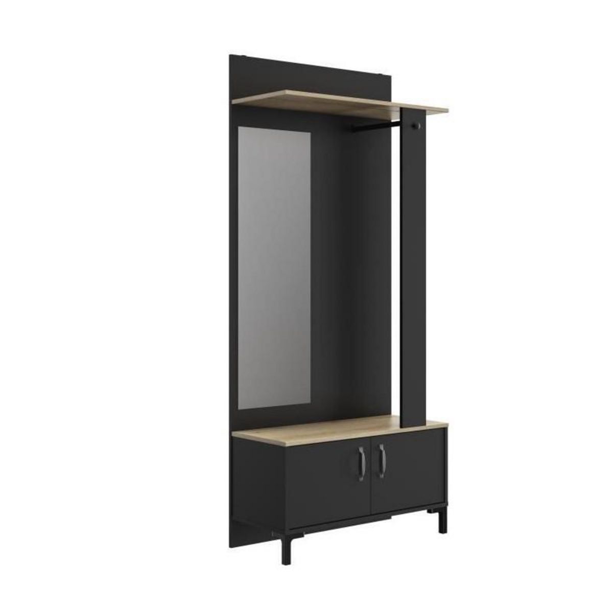 GAMI GAMI Meuble dentree 2 portes -  Made in France - Decor chene sonoma et noir - L 81 x H 190 x P 37 cm - STORE