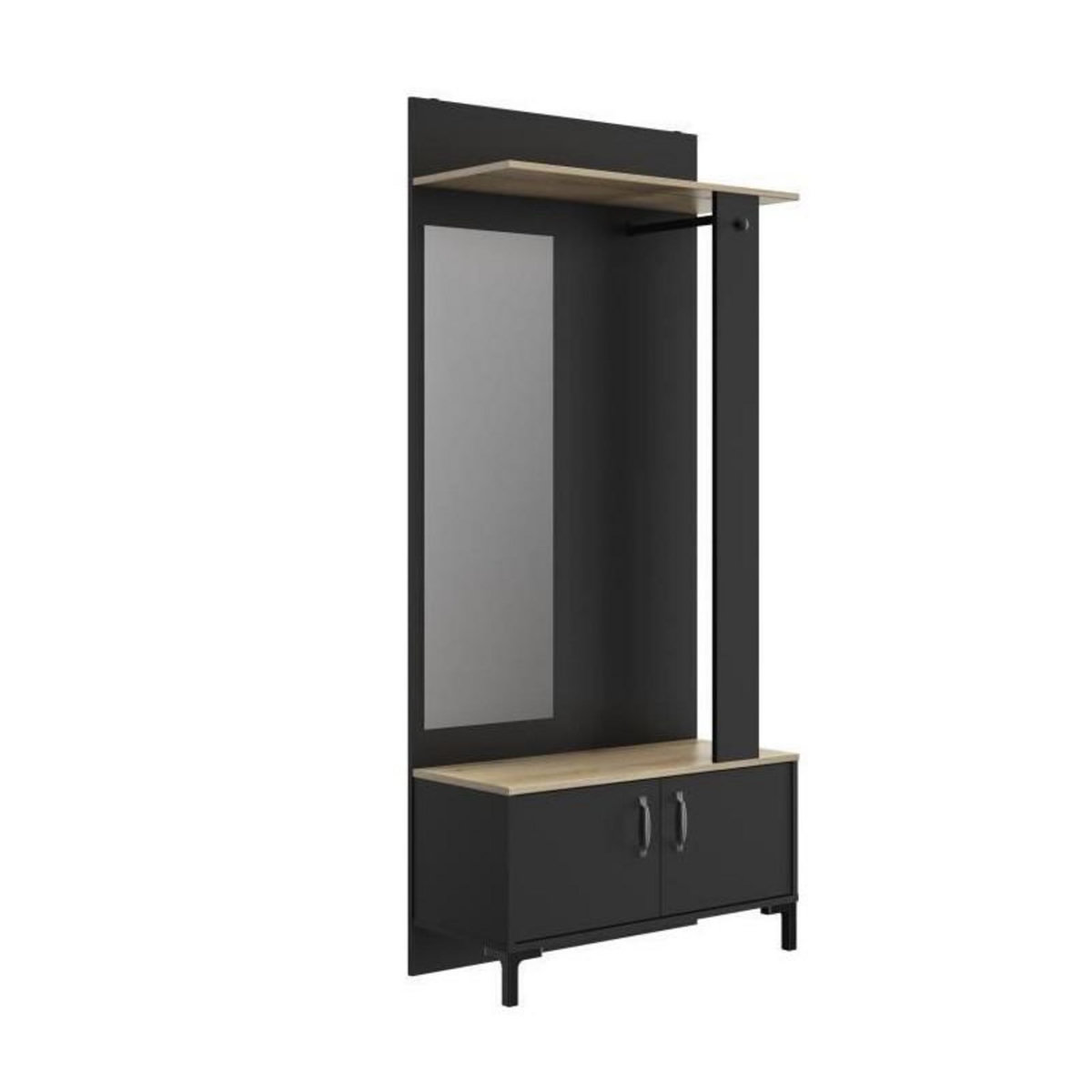 GAMI GAMI Meuble dentree 2 portes -  Made in France - Decor chene sonoma et noir - L 81 x H 190 x P 37 cm - STORE