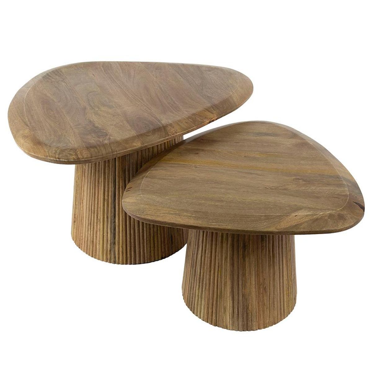 LISA DESIGN Dayo - lot de 2 tables basses gigognes - en bois massif de manguier - 93 et 76 cm