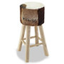 Voir la diapositive 3 : VIDAXL Tabouret de bar Cuir veritable et bois de teck solide