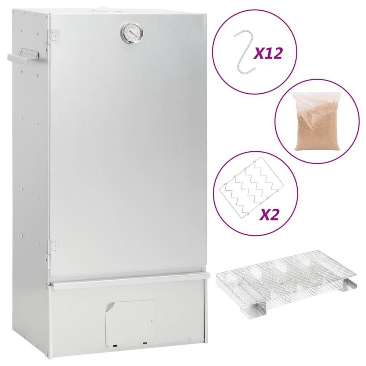 VIDAXL Fumoir a four a BBQ generateur de fumee froide acier galvanise