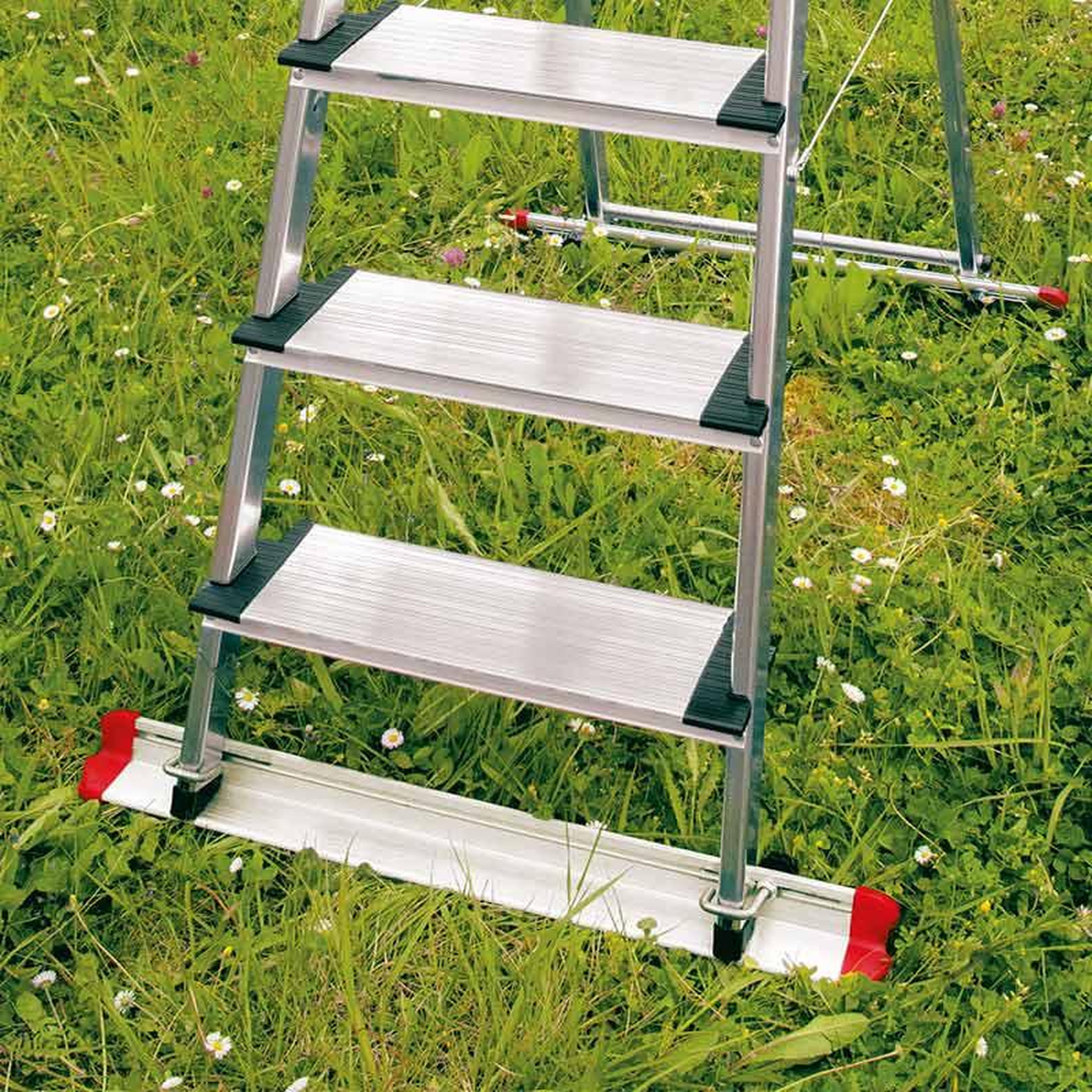 Voir la diapositive 2 : HAILO Rails jardin + escabeau 7 marches extra larges profistep xxl